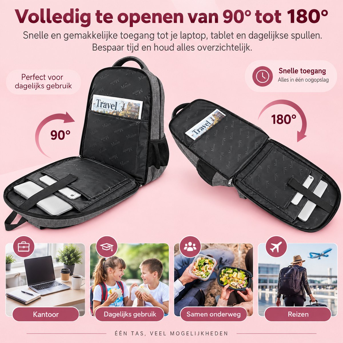 Laptop Rugzak 17 Inch met Geïsoleerd Koelvak – Thermische Lunch Rugzak – TSA 180° Opening – Anti-Diefstal – Waterafstotende Reisrugzak voor Werk, School & Reizen — cadeau in Cadeau-ideeën - foto 4