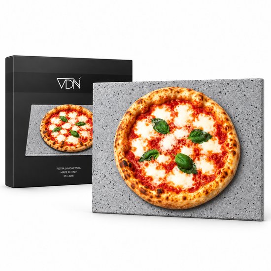 VDN Pizzasteen BBQ oven - lava van vulkaan Etna - Barbecue accessoires - Pizzaplaat - Made in Italy - Broodbaksteen - 30x38x1.1