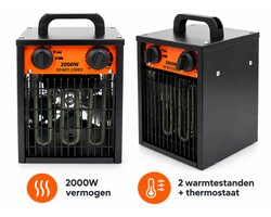 HOME It® Werkplaatskachel 2000W - Industriële Ventilatorkachel 230V - Elektrische Bouwkachel met…