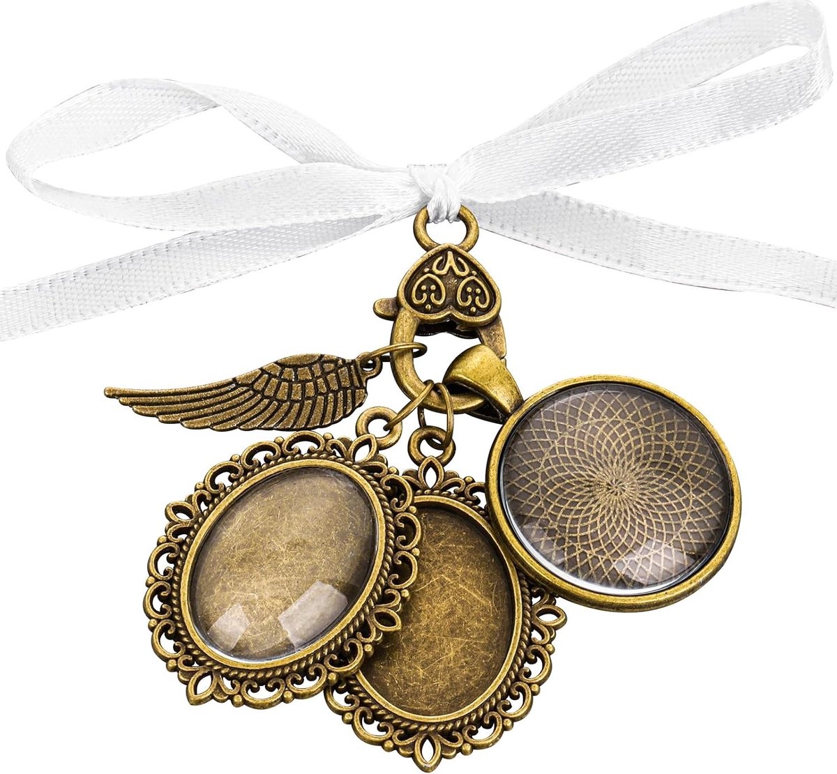 Elegante Herinneringscharms voor Bruidsboeketten - Foto Charm voor Huwelijk en Verloving, Ovalen Lace Design, Persoonlijke Aandenken