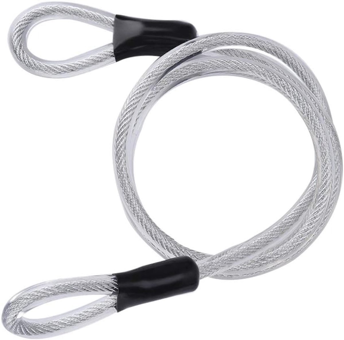 Veiligheidskabel van 120 cm met verlengbare roestbestendige staaldraden en verzegelde lussen - 8 mm diameter, ideaal voor beveiliging en bevestiging