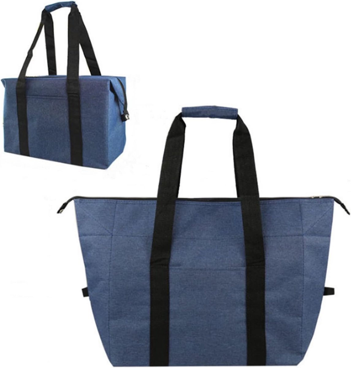 Geïsoleerde tas - Opvouwbare geïsoleerde tas - Picknicktas - Geïsoleerde boodschappentas met ritssluiting - Grote capaciteit - Folie picknicktas voor buiten - Blauw