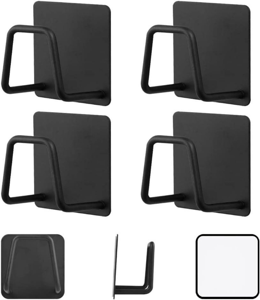 SSTRWGOOD 4 Stuks Afdruiprekken - Zelfklevend Keukenrekje - Roestvrijstalen Spongehouder - 5x5x3,5cm - Sterke Zelfklevende Montage - Geschikt voor Keuken, Badkamer en Wasruimte - Inox Stevig Draagvermogen