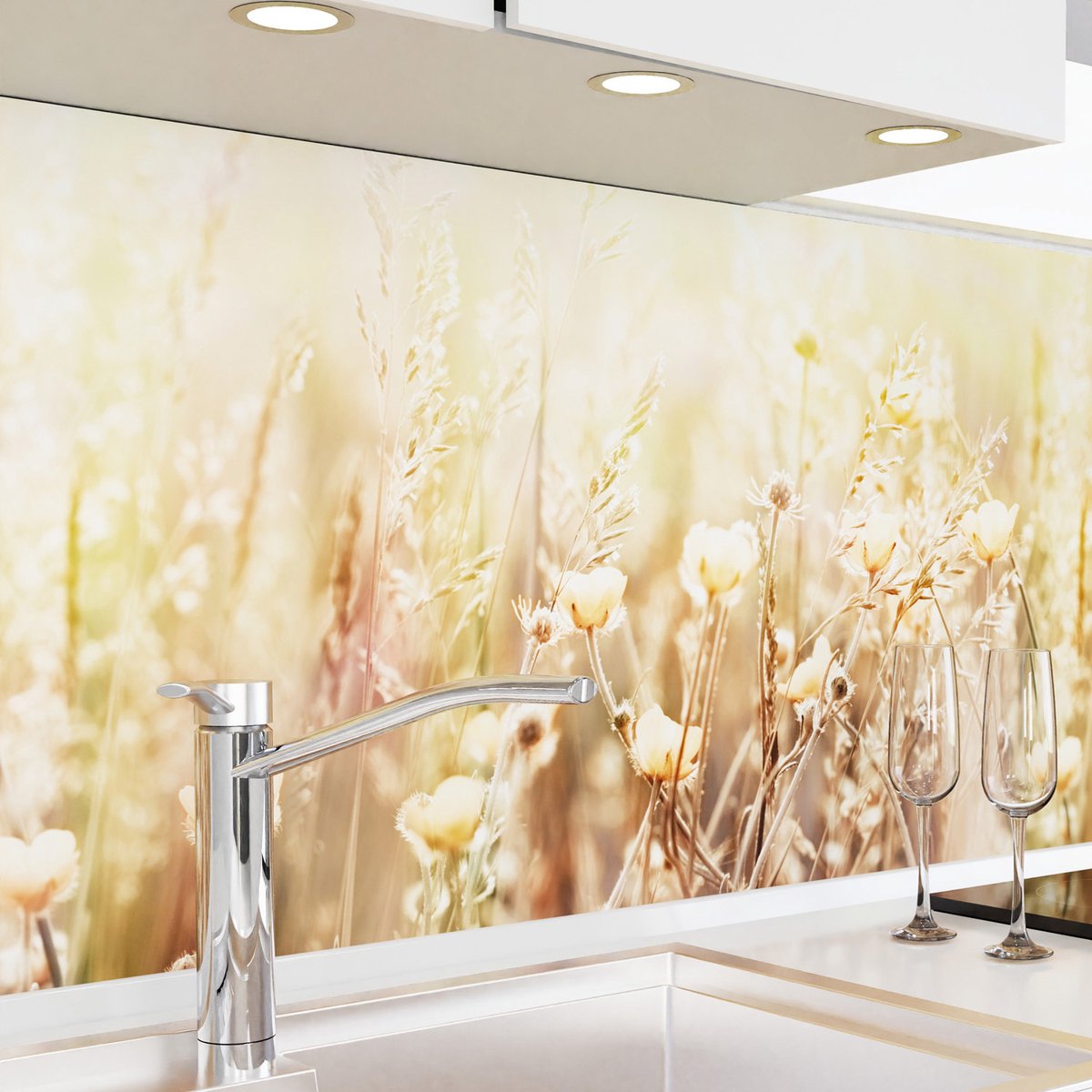 Keuken achterwand zelfklevend - Spatscherm keuken - Spatwand fornuis - Muurbeschermer - Verstevigde PET folie - 0,4 mm - Mat - Zomerbloemen - 340 cm x 60 cm