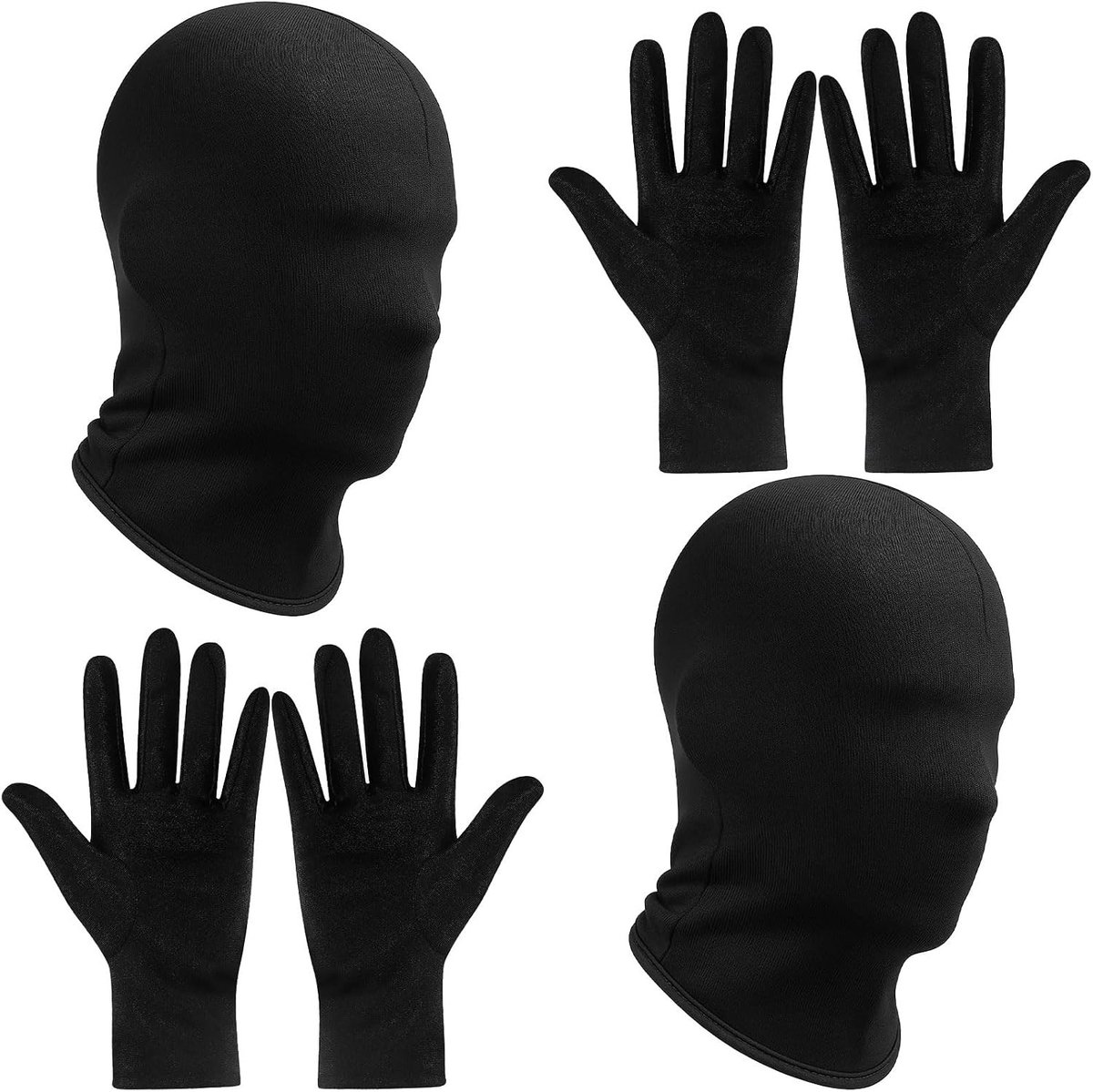 Halloween masker - Zwart - Eenheidsmaat - Volledig Gezichtsmasker van Rekbaar Materiaal - Uniseks