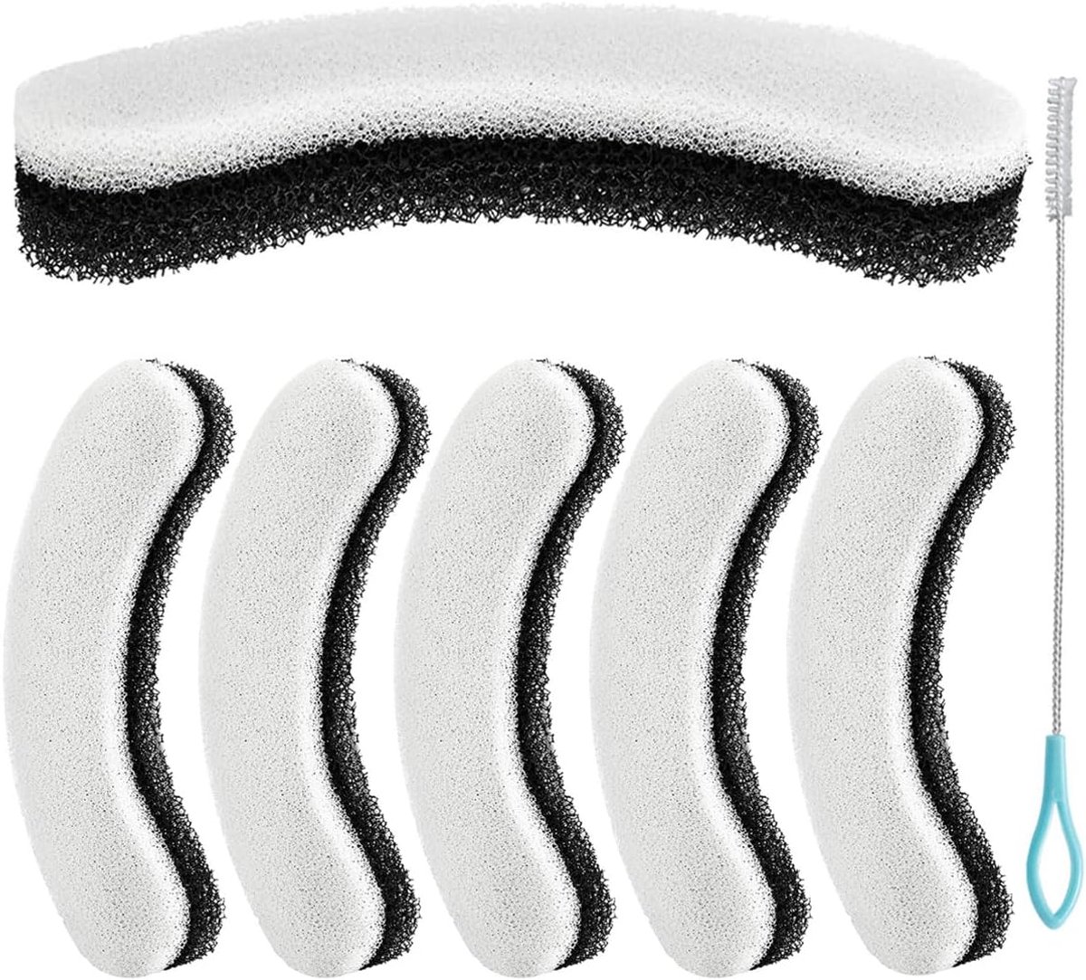 6 stuks kattenwaterfonteinfilters voor NPET WF050 & WF100 1,5 l kattenfontein, boogvormige sponsfilter voor kattenwaterdispenser, wasbare reservefilters met drievoudig filtersysteem