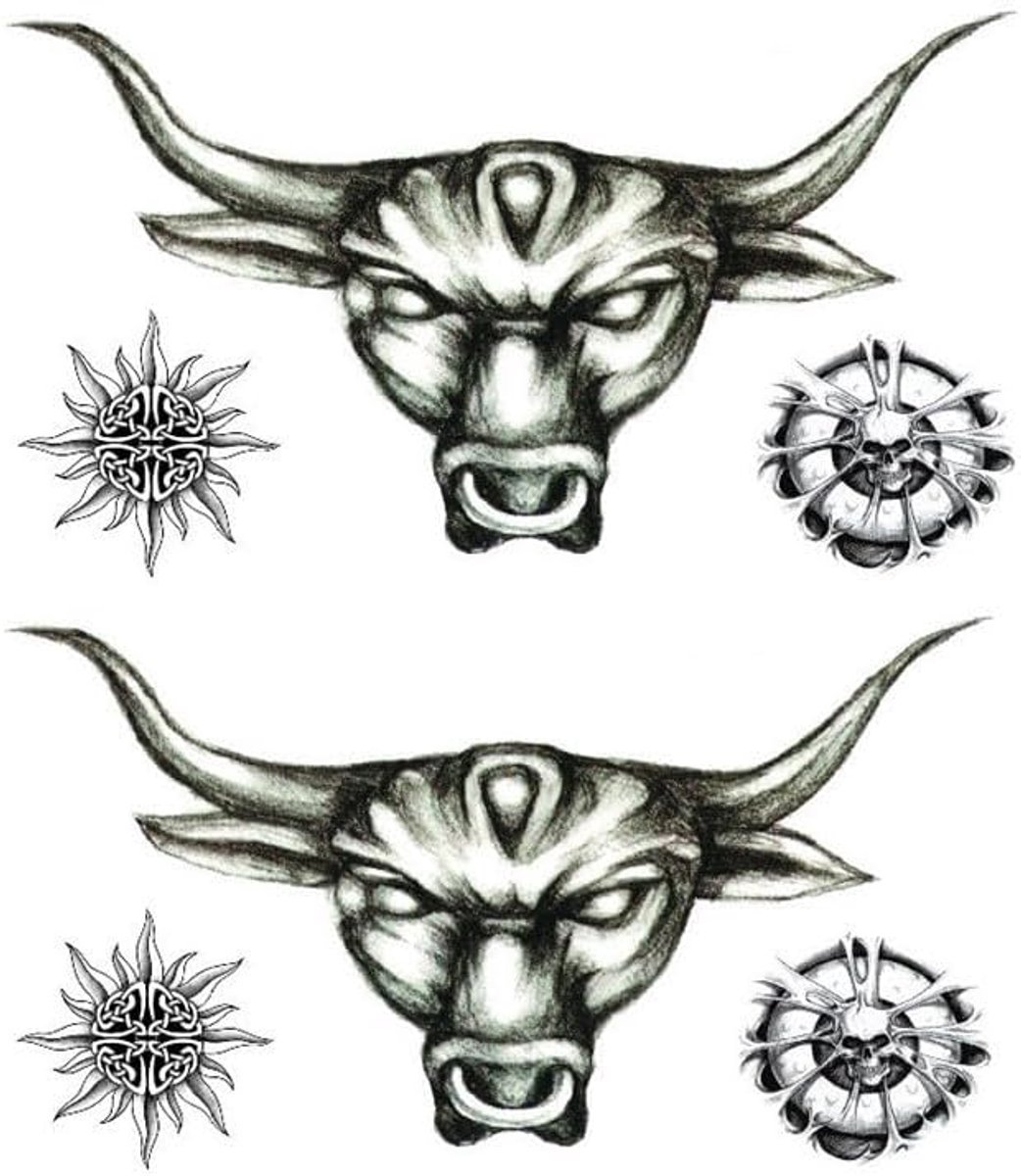 Tijdelijke Stier Tattoo Tribal Bull Tattoo Stier kleeftatoeage arm tatoeages BC204x2