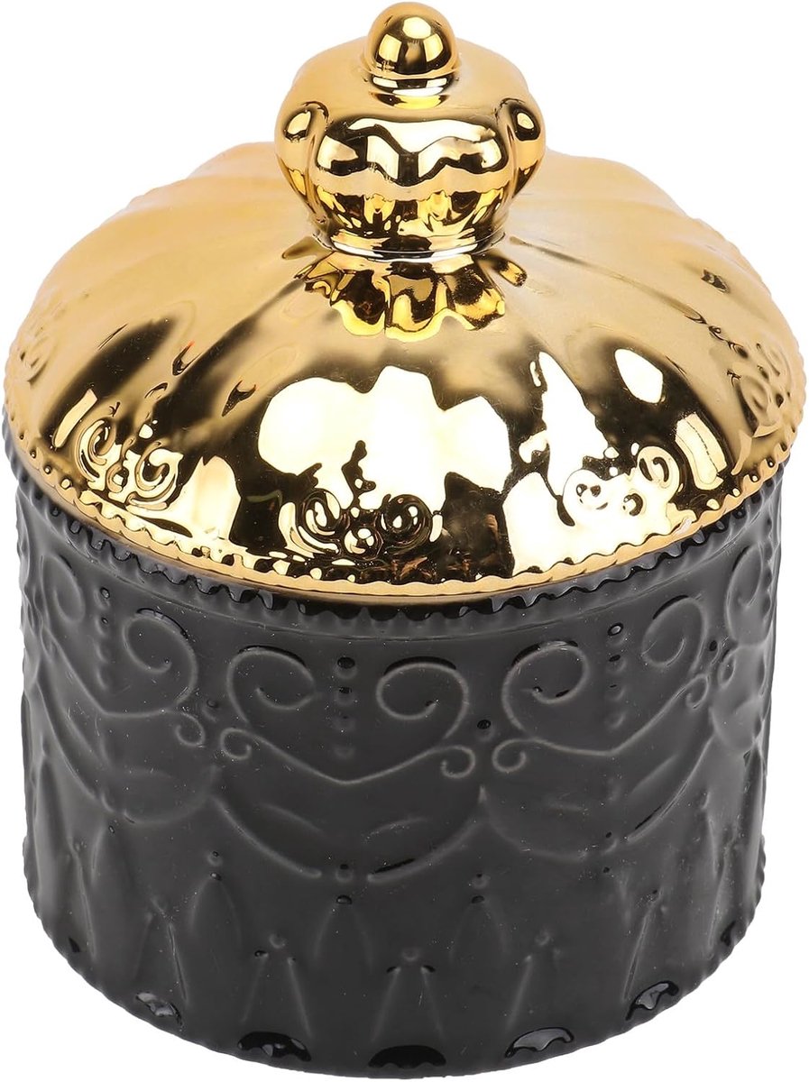 Keramische sieradenopbergdoos met afneembaar deksel, middelgroot, zwart goud, geschenkdoos voor sieraden en kleine voorwerpen, elegante bureauorganizer