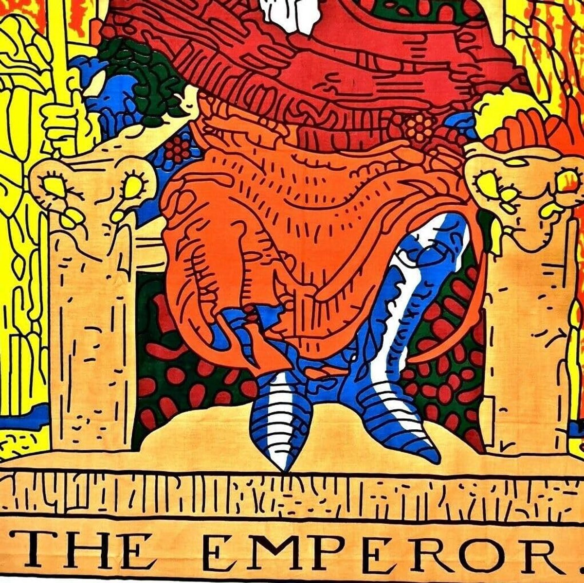 Consigners Tarotkaarten wandtapijt de keizer kleurrijk klein wandtapijt katoenen posters middeleeuws Europa wandtapijt (100 cm x 75 cm) (de keizer)