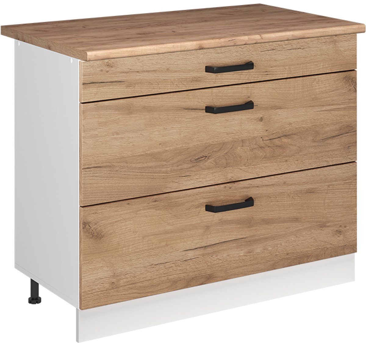 Vicco Keukenonderkast R-Line, Goudkleurig Eiken/Wit, 100 cm goudkleurig eiken werkblad