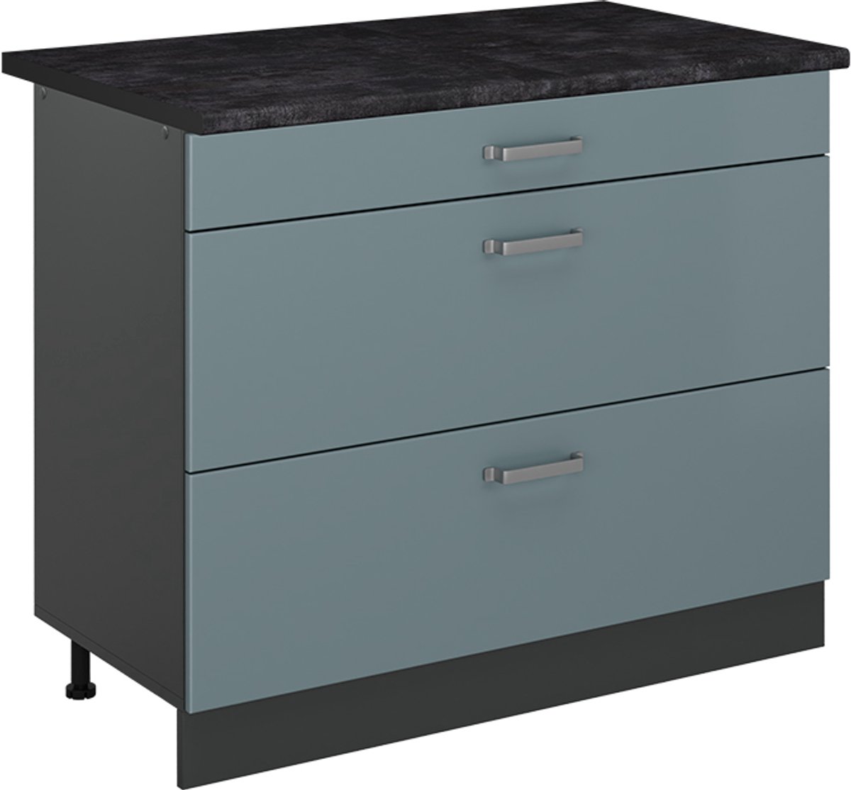 Vicco Keukenonderkast R-Line, Blauw-grijs/Antraciet, 100 cm antraciet werkblad