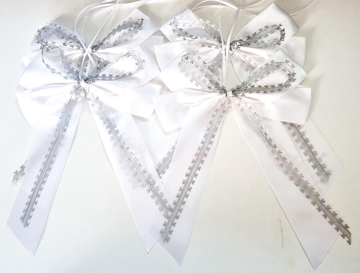 20 x 30 cm hart grote cadeaustrik zonder knutselen afgewerkte strik satijnen strik kant-en-klare strik hartstrik hartstrik voor bruiloft (hart zilver, 4 stuks)