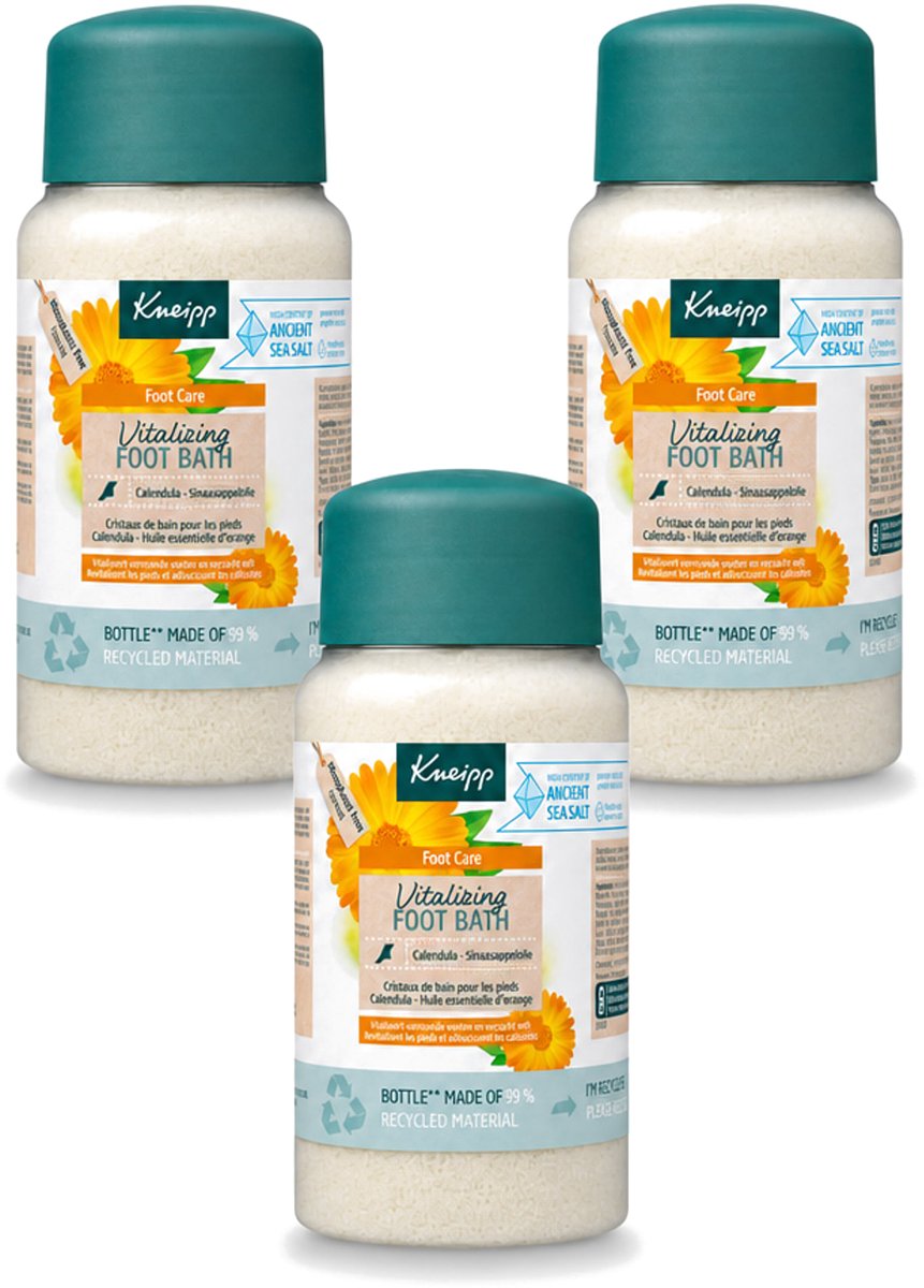 3 x Kneipp - Voetbadzout - Vitalizing - Citrusgeur - 600 g - Voordeelverpakking - 3 stuks