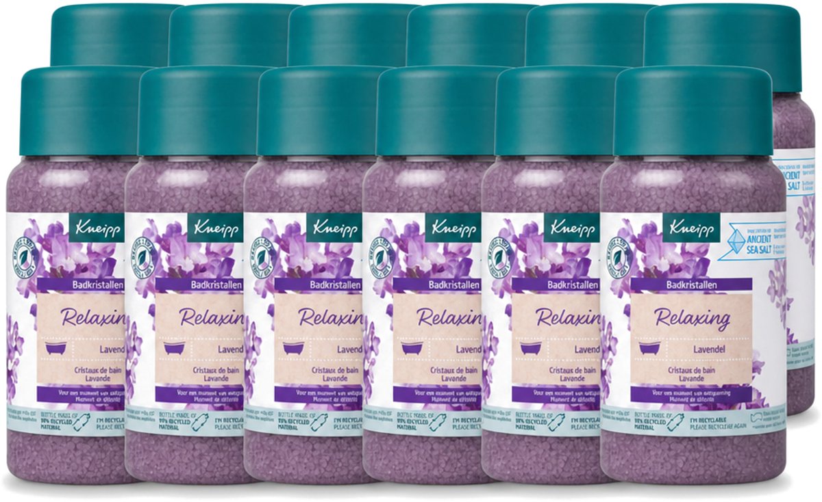 12 x Kneipp - Badzout - Badkristallen - Lavendel - 600 g - Voordeelverpakking - 12 stuks
