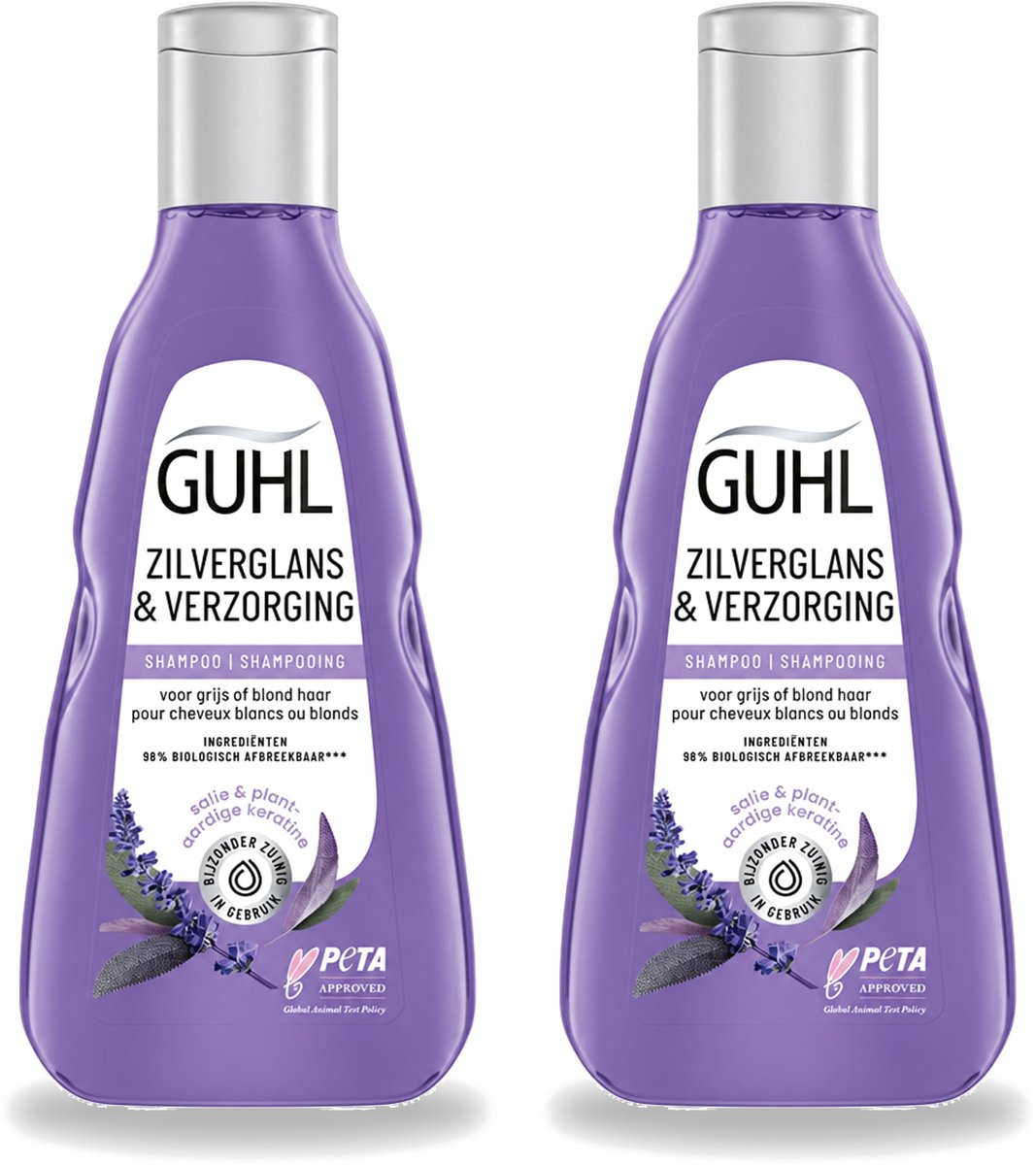 2 x Guhl - Shampoo - Zilverglans & Verzorging - 250 ml - Voordeelverpakking - 2 stuks