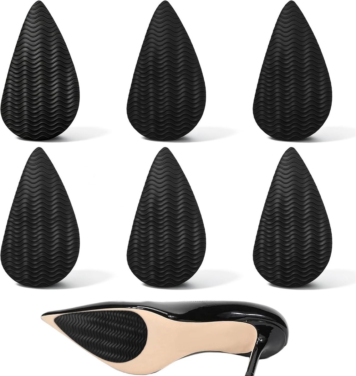 6 stuks antislip schoenzolen voor reparatie, rubberen pads met golfstructuur, slipvast en geluidsreducerend, 125 x 70 mm