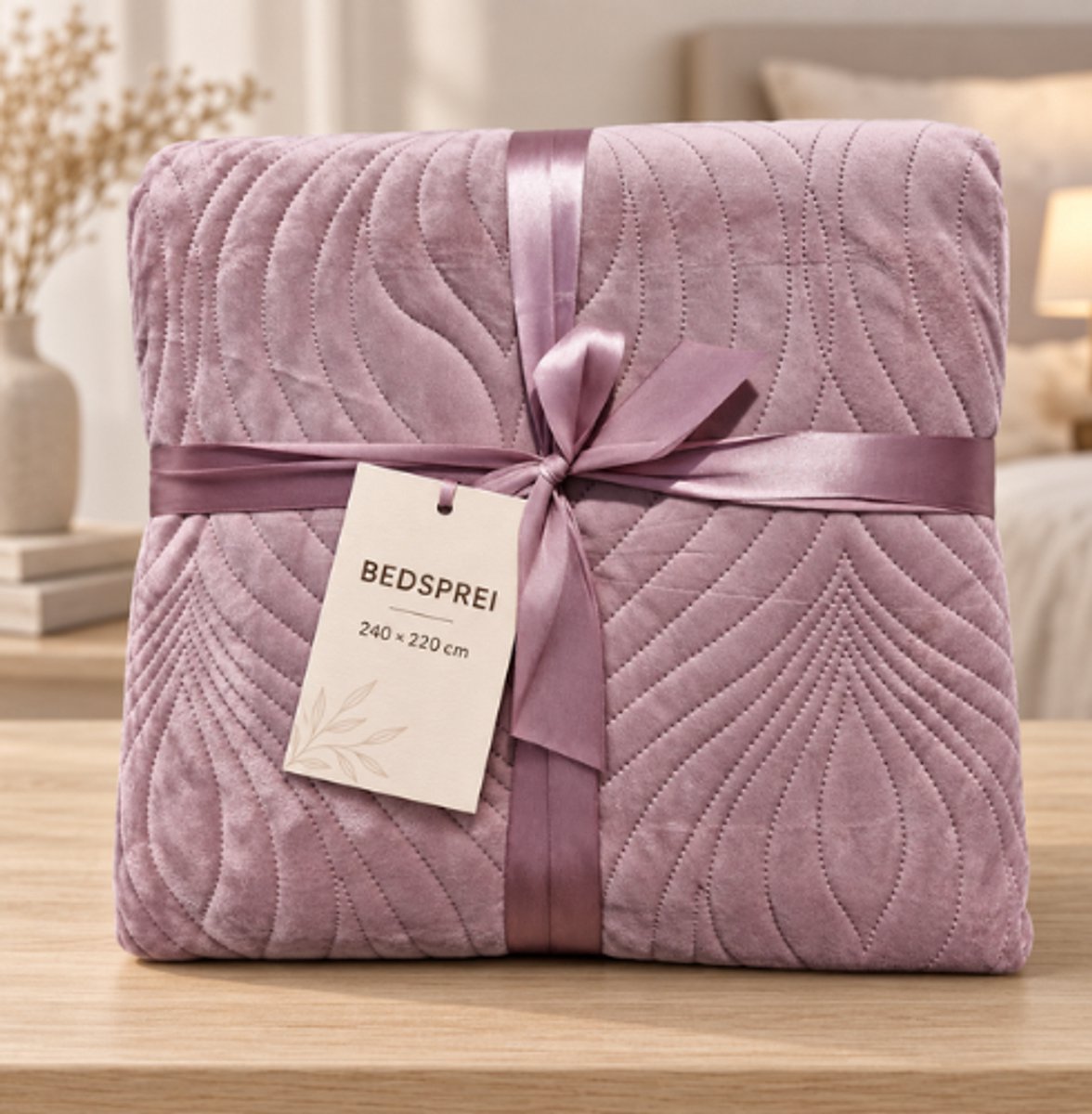 Deluxe Bedsprei 240 x 220 cm oudroze- druppelpatroon — cadeau in Wonen & Interieur - foto 2