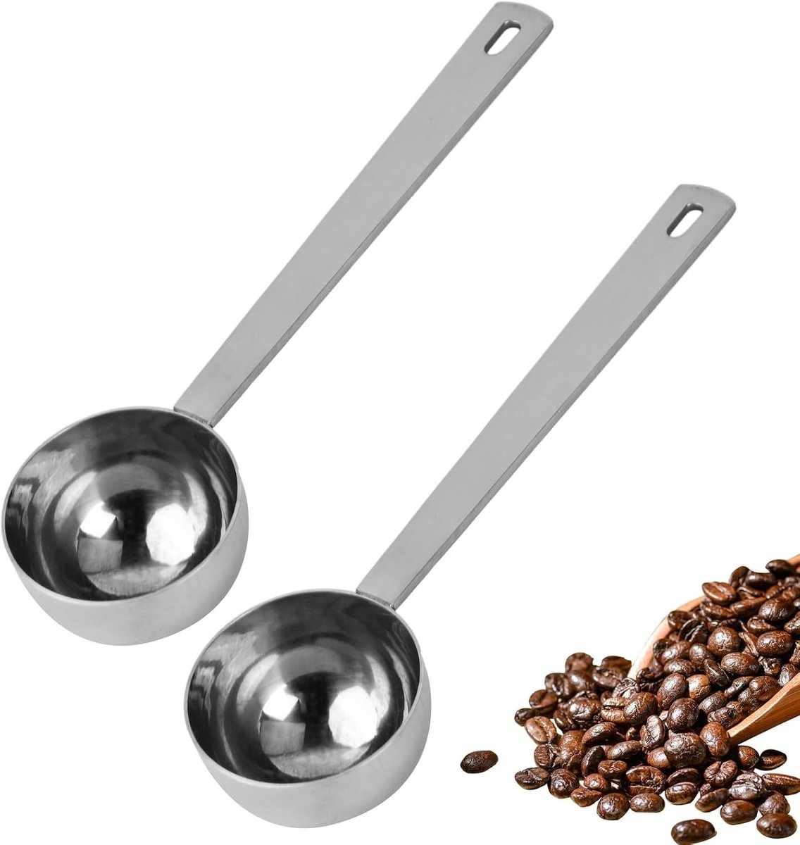 Koffielepels - Zilver - 16,3 x 4,5 cm - Roestvrijstalen Maatlepels - Voor Keuken en Koffie