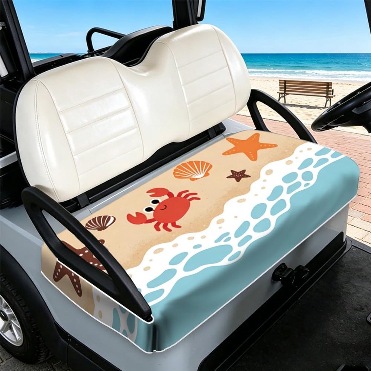 Comfortabele Microfiber Golf Cart Stoelhoezen en Beschermende Dekens - Golf Cart Accessoires voor Optimale Bescherming en Comfort, Geschikt voor 130x78.5cm (Strand)