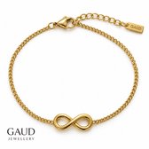 Gouden armband met infinity symbool en schakelketting, GAUD JEWELLERY.