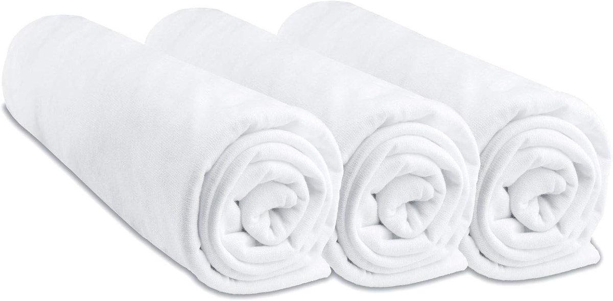 Hoeslaken jersey - Wit - 70 x 160 cm - 100% Katoen - Voor Baby- en Kinderbed