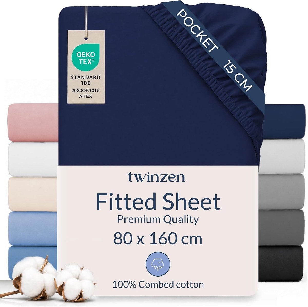 Hoeslaken jersey - Donkerblauw - 80 x 160 cm - 100% Katoenjersey - Voor Matrassen tot 12 cm Dik
