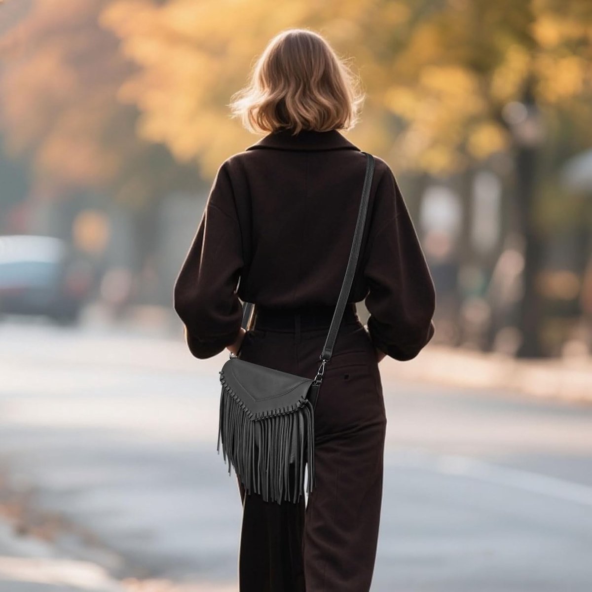 Hobo tas dames - Zwart - 26 x 19,5 x 3 cm - PU-lederen crossbody schoudertas - Vintage stijl