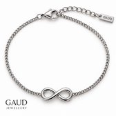 Zilverkleurige armband met schakels en een infinity-symbool. GAUD Jewellery.
