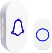 Draadloze deurbel (set van 2) – Bereik van 300 m, luid geluid – 4 volumeniveaus & 38 melodieën – EU-stekker met LED-flits – Wit