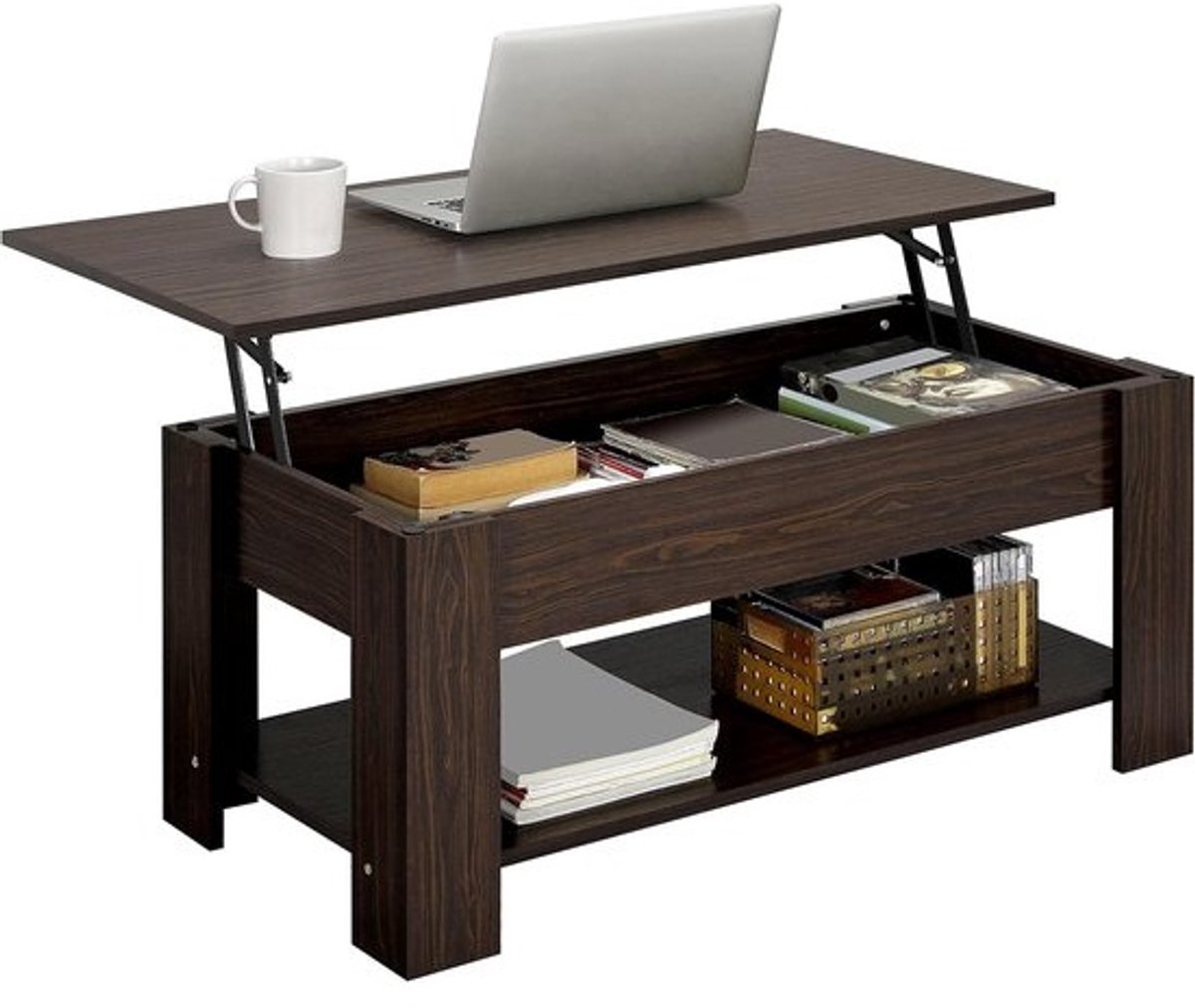 Verstelbare Salontafel met Klapfunctie – Pratische Koffietafel voor Woonkamer en Kantoor