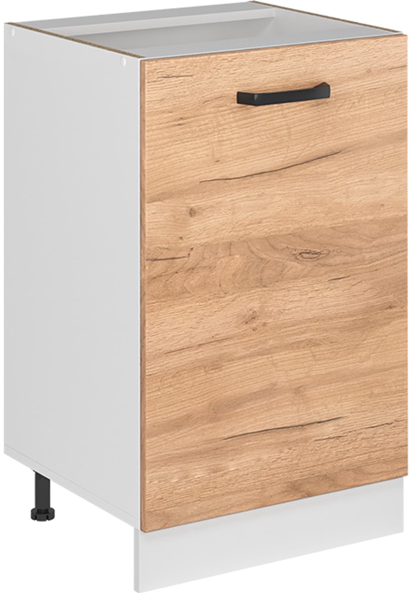 Vicco Keukenonderkast R-Line, Goudkleurig Eiken/Wit, 50 cm zonder werkblad