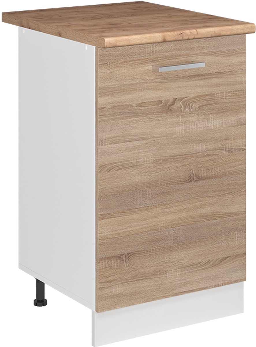 Vicco Keukenonderkast R-Line, Sonoma/Wit, 50 cm goudkleurig eiken werkblad