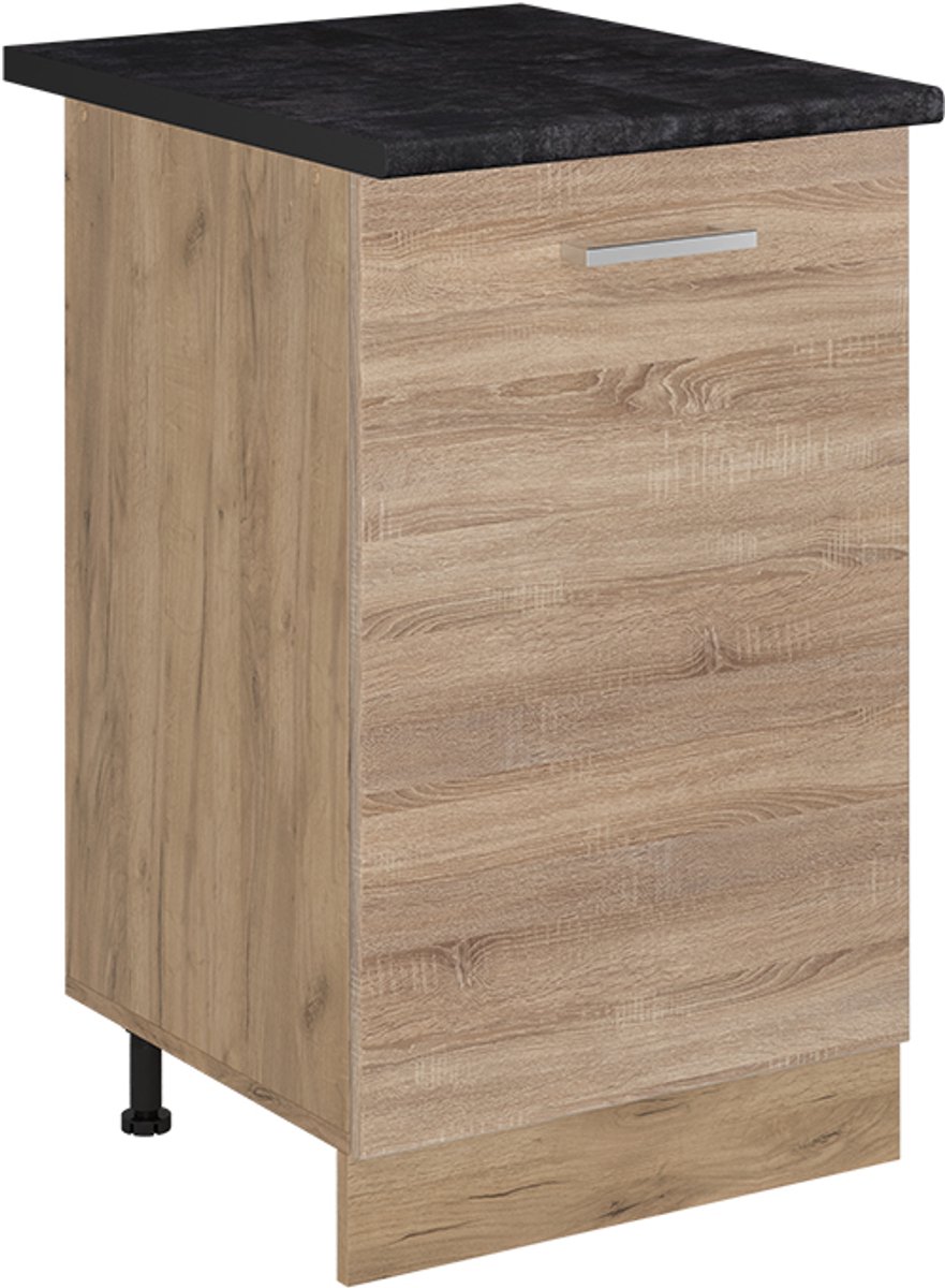 Vicco Keukenonderkast R-Line, Sonoma/Goudkleurig Eiken, 50 cm antraciet werkblad