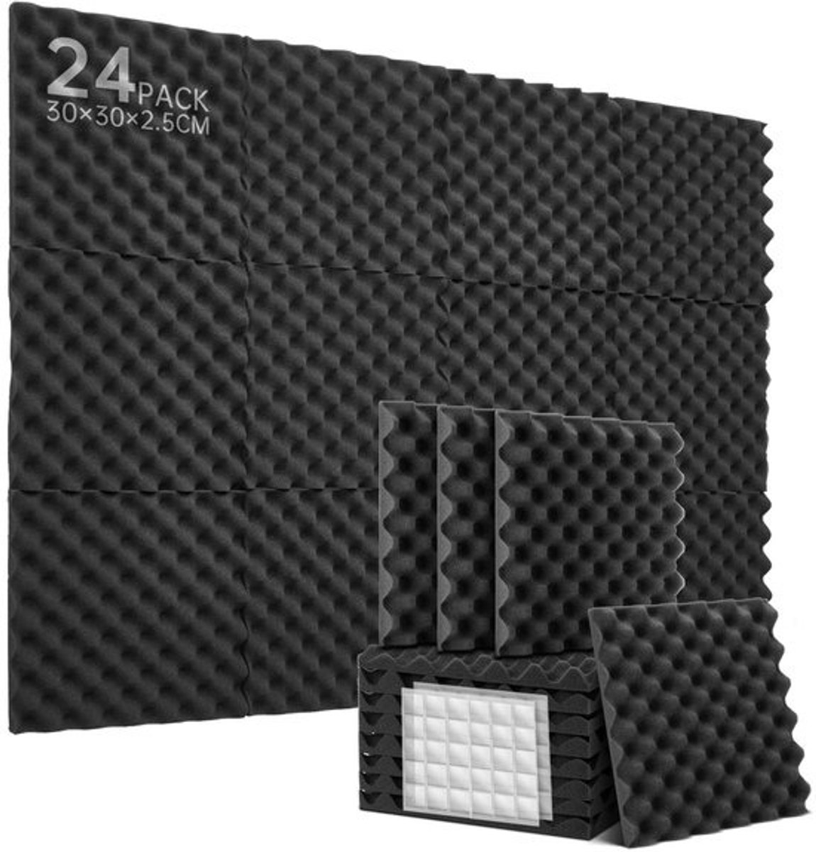 SnelShoppen - 24 Stuks Akoestisch Schuim Geluidsisolatie - Geluidsabsorberende Wand met Hoge Dichtheid - Geluidsisolatiemat voor Podcast, Thuiswerk en