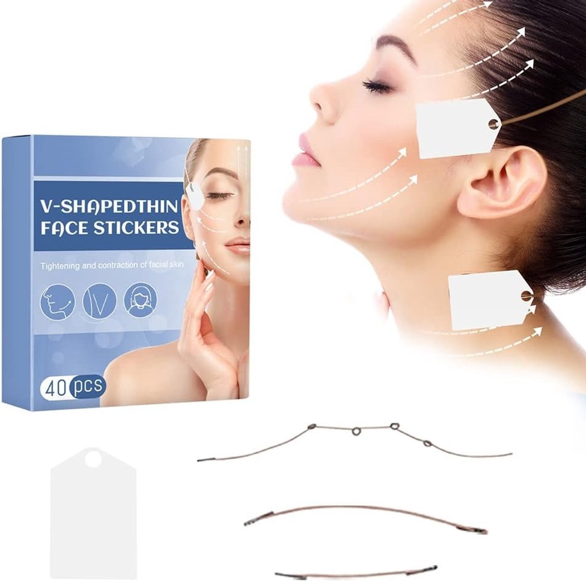 40 Stuks Gezichts Lifttapes voor Directe en Onzichtbare Gezichtsversteviging, Make-up Tools voor een Slanker Gezicht en Versteviging van de Huid
