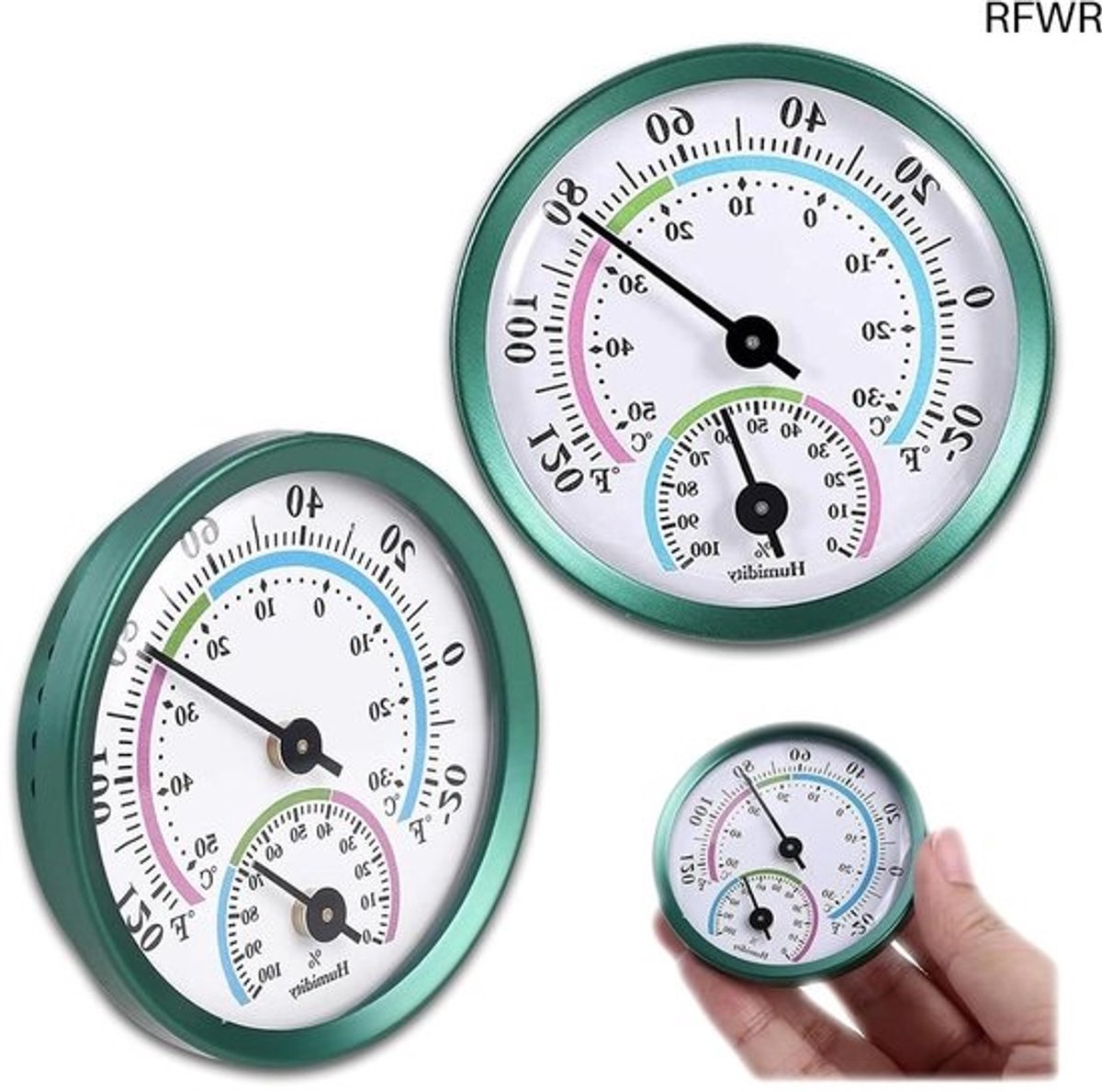 RFWR® 2-in-1 analoge hygrometer en thermometer voor binnen en buiten - Set van 2