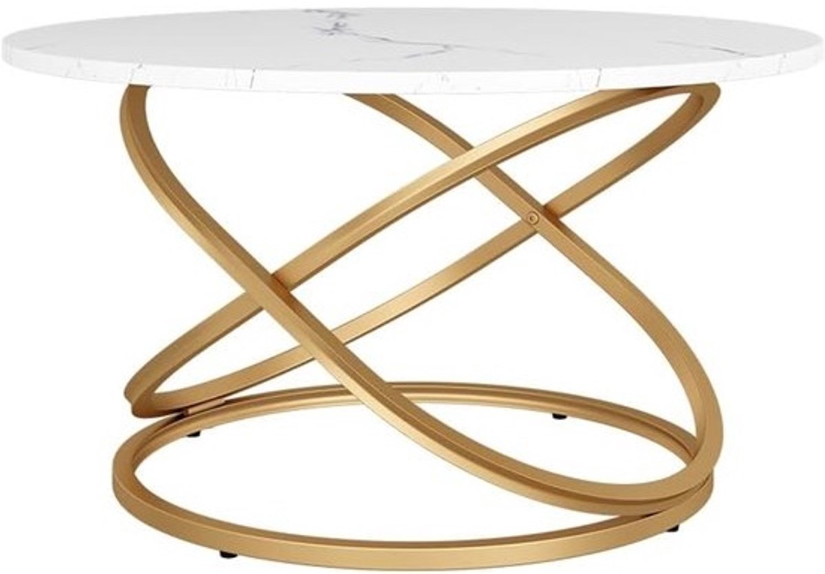 Stijlvolle Salontafel Wit/Goud - 79,5 x 46 cm met Ruim Werkoppervlak
