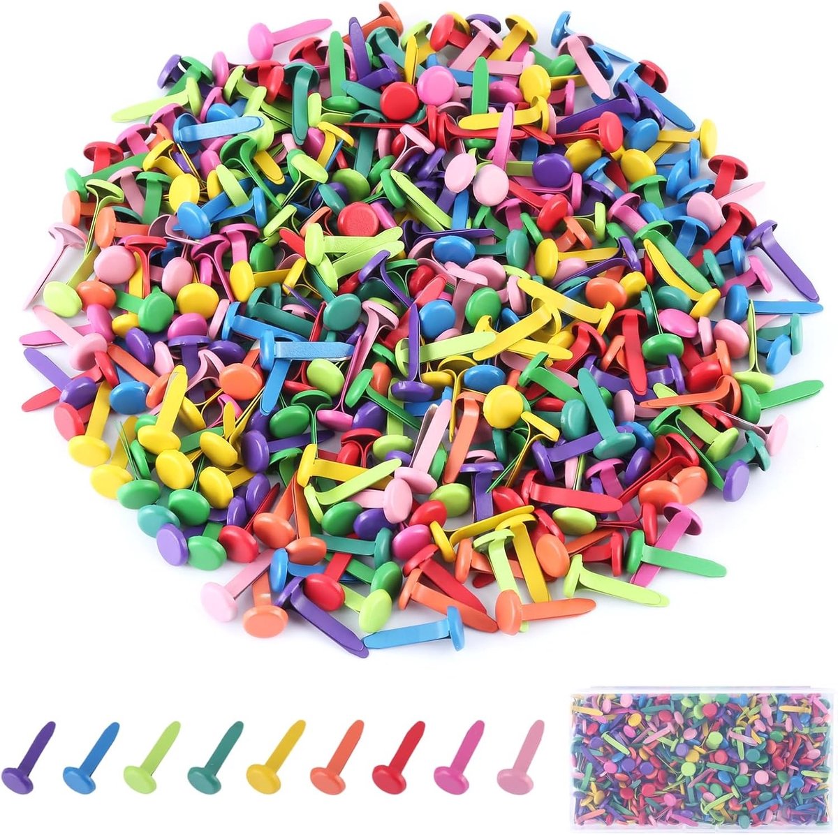 Mini Ronde Vlechtclips 400 Stuks, Kleurige Metalen Patroon Tas Klemmen, 8x17mm Ronde Hoofdclips voor Scrapbooking, Papier en DIY Creaties