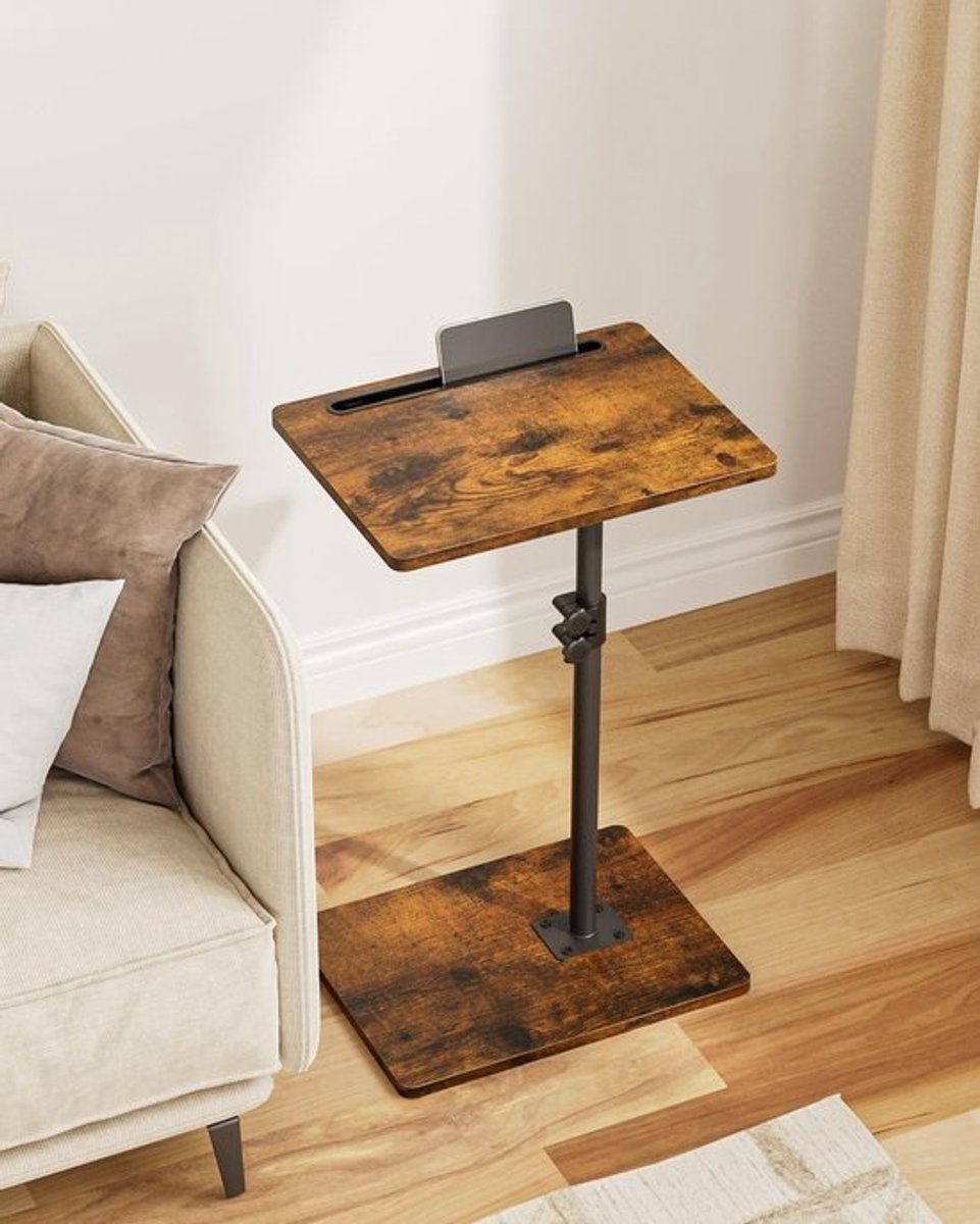 Verstelbare C-vormige Bijzettafel 360° Rotatie Klein 40x30 cm Bruin