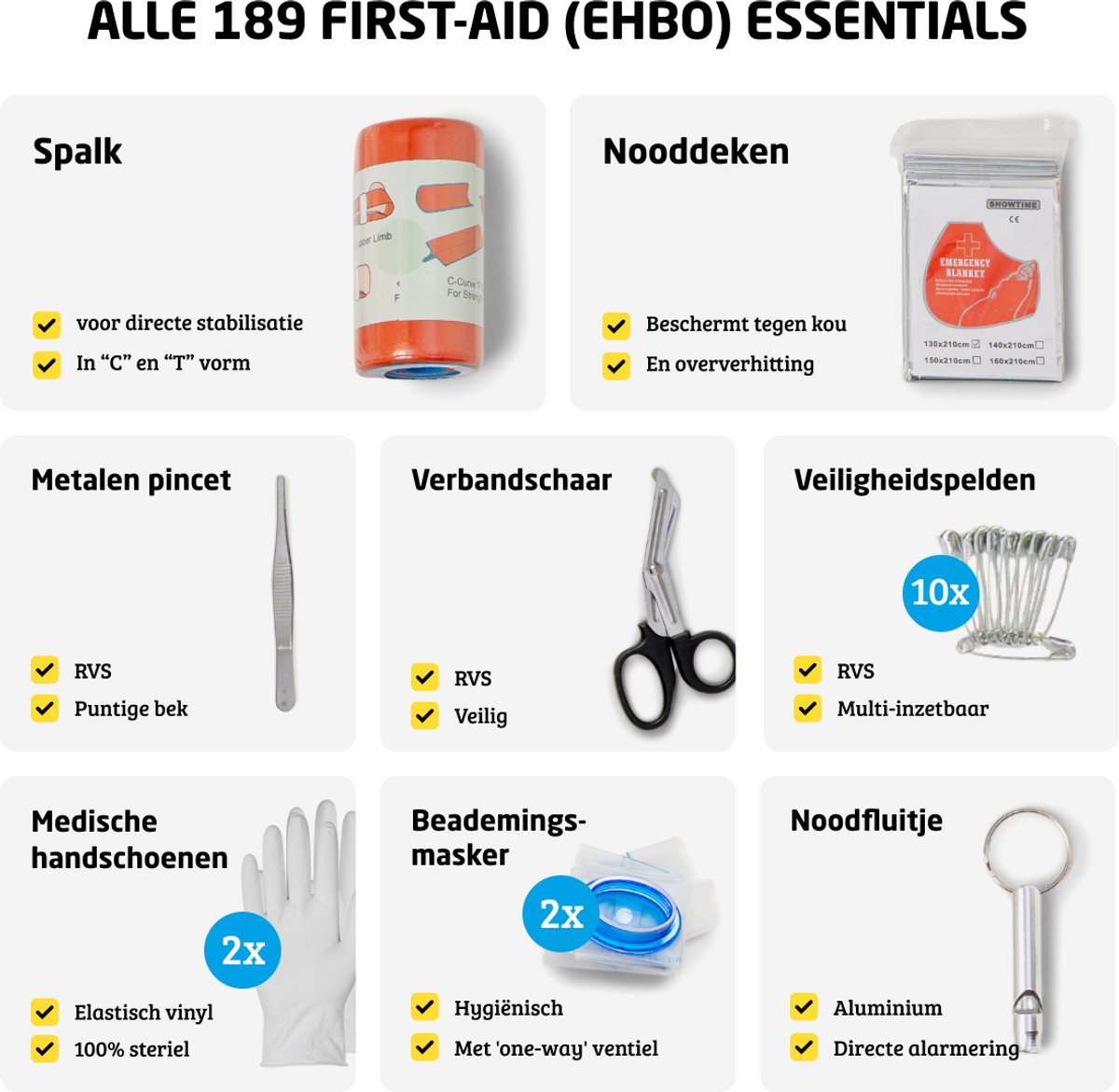 Forturus® Trauma EHBO Kit 189-delig – Professionele EHBO Set & Verbanddoos met Trauma-drukverband, Spalk, CPR-masker & Trauma-schaar in MOLLE-pouch voor Noodpakket, Auto, Thuis & Outdoor – foto 2