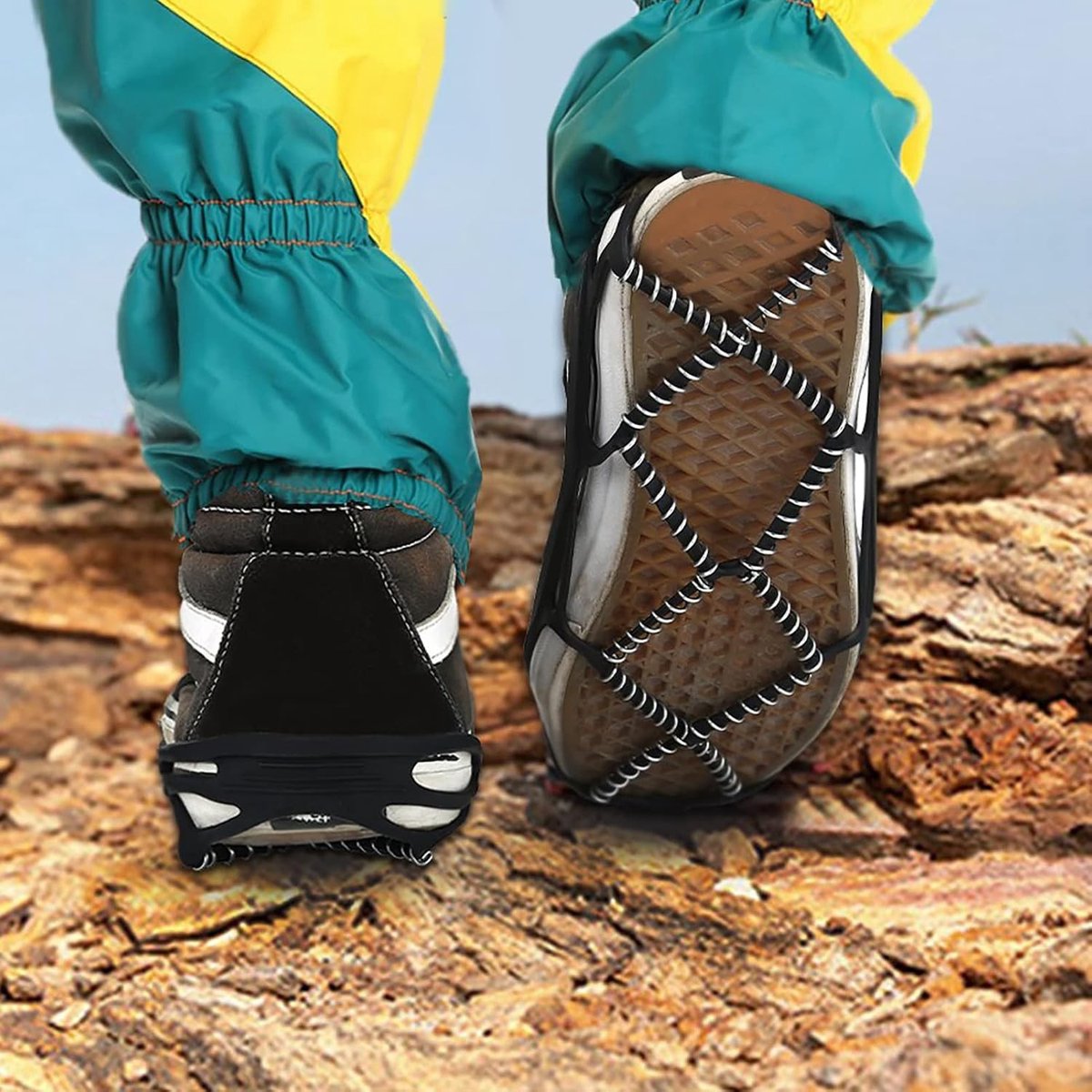 Krampons voor Wandelschoenen met Stalen Spikes, Antislip Grip voor IJs en Sneeuw, Ideaal voor Wandelen en Klimmen