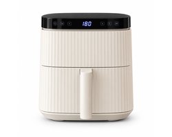 Vivid Green Airfryer 5L – Tot 5 Personen – 12 Programma's – Ribbeldesign – Vaatwasserbestendig – PFAS-vrij – Crème