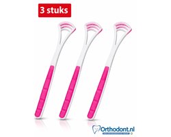 Orthodont PureBreath Tongschraper - 3 Stuks - Tongreiniger - Tegen Slechte Adem en Witte Tong - Kunststof - Roze