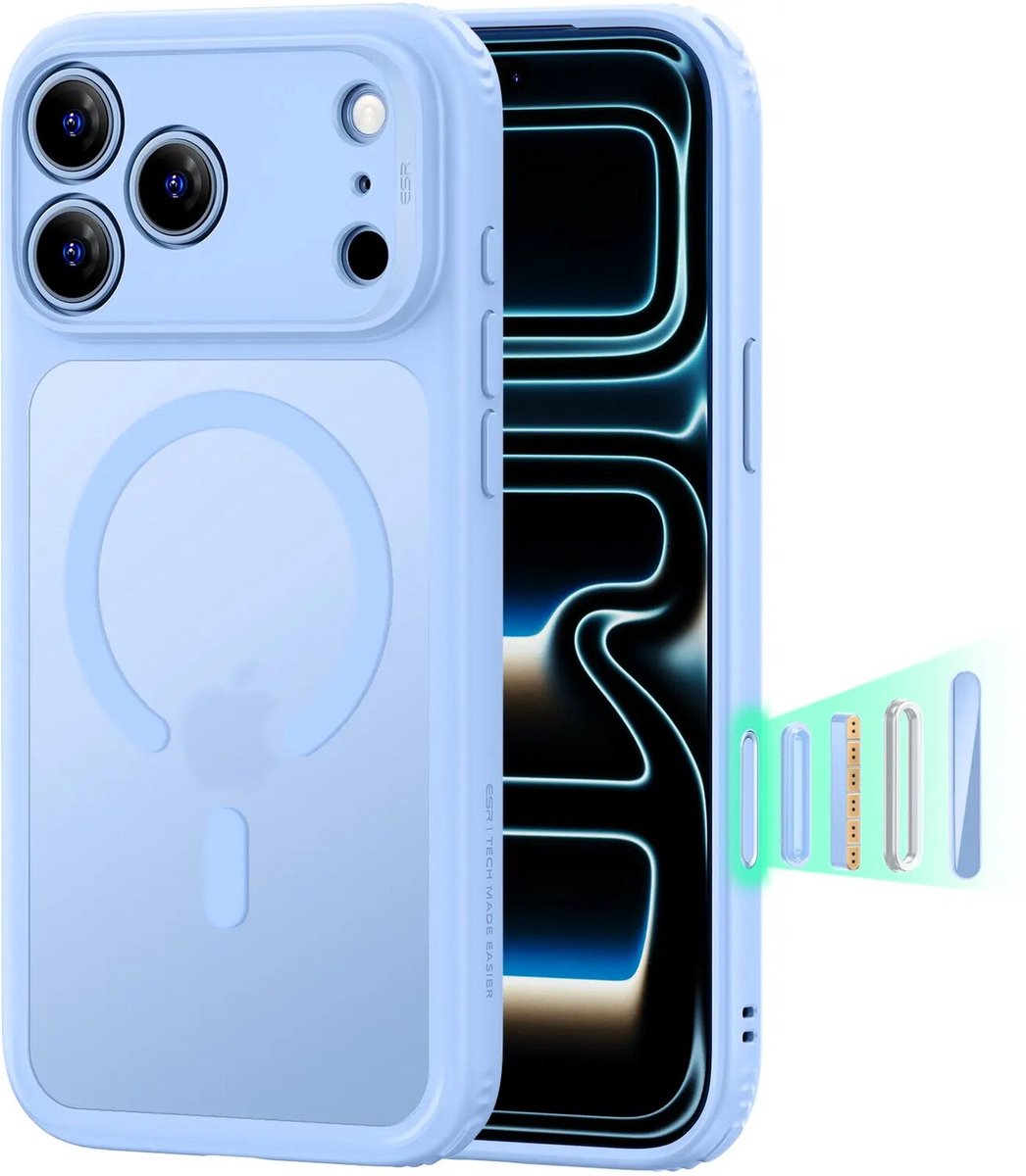 ESR Classic Hybrid MagSafe hoesje - Geschikt voor iPhone 17 Pro Max en iPhone 18 Pro Max - Blauw