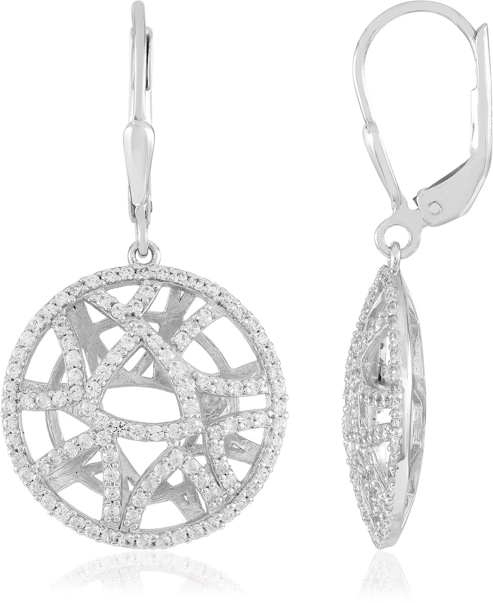 Cavill - Zilveren Oorbellen met Prong Gezet Zirkonia - 925 Sterling Zilver Rhodium - 1,36 Ct Rond Geslepen Zirkonia - Elegante Dames Oorbellen