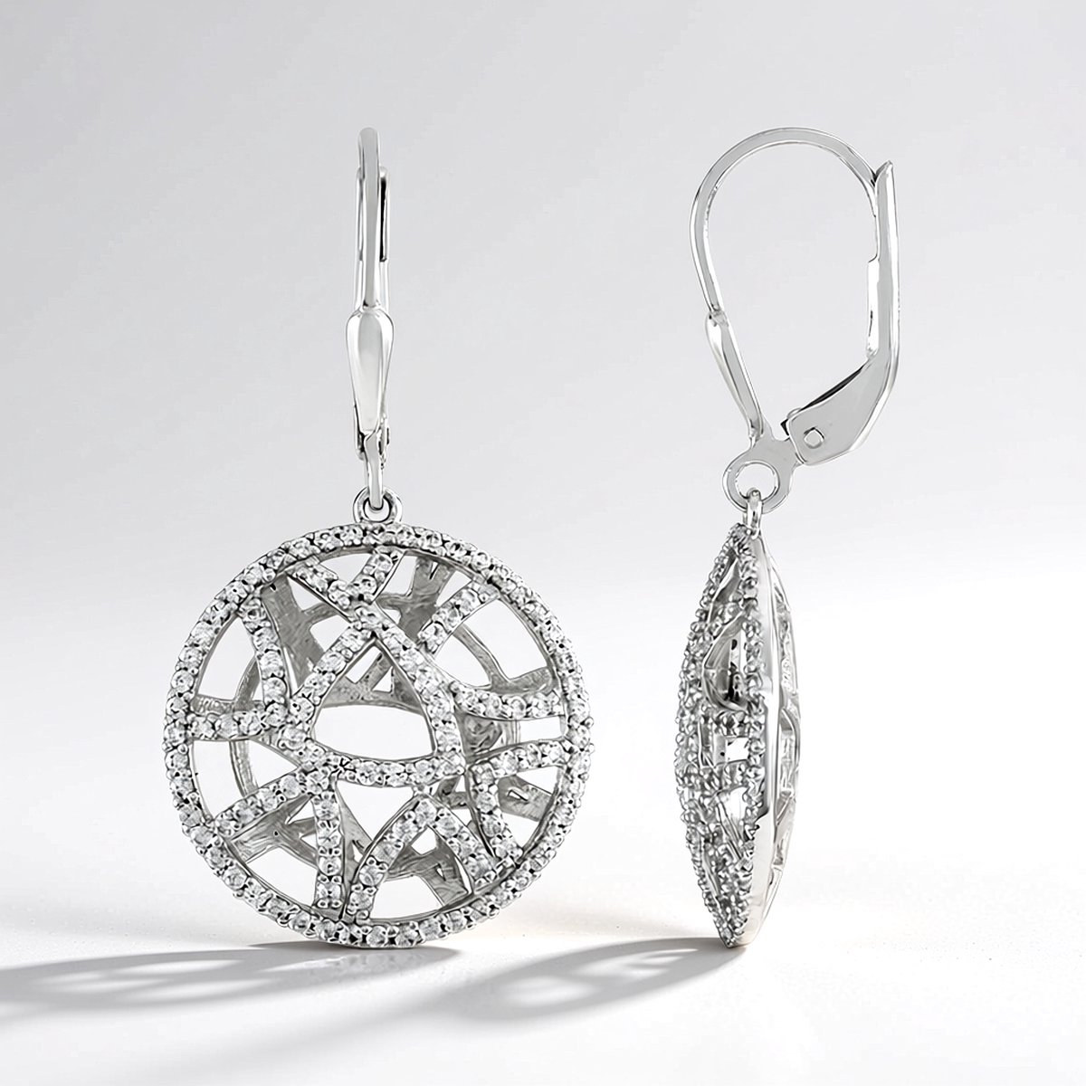 Cavill - Zilveren Oorbellen met Prong Gezet Zirkonia - 925 Sterling Zilver Rhodium - 1,36 Ct Rond Geslepen Zirkonia - Elegante Dames Oorbellen