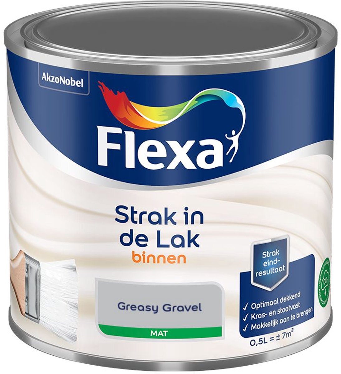 Flexa - Strak In De Lak Binnenlak Mat - Greasy Gravel - 500 Ml - Kleur Van Het Jaar 2027