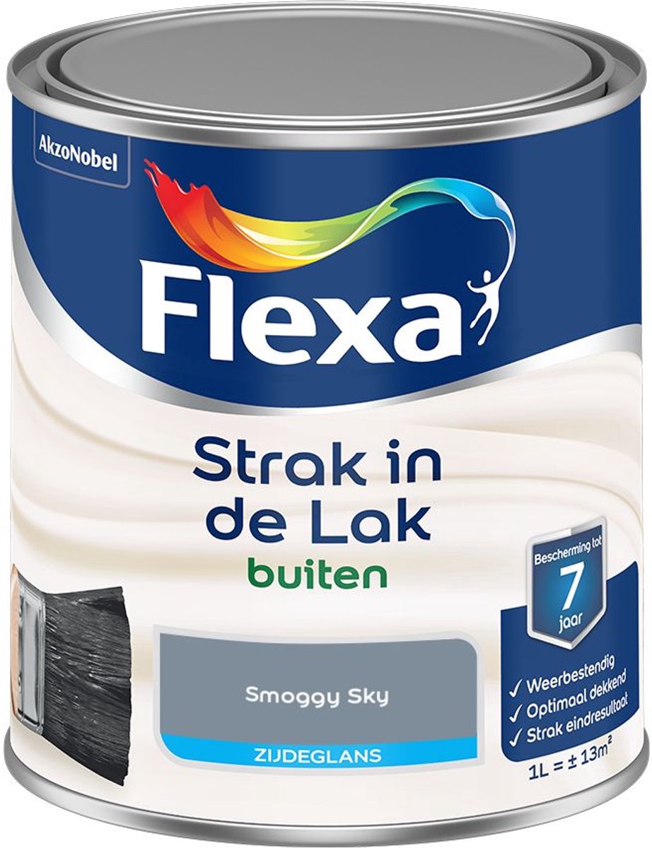Flexa - Strak In De Lak Buitenlak Zijdeglans - Smoggy Sky - 1 L - Kleur Van Het Jaar 2027