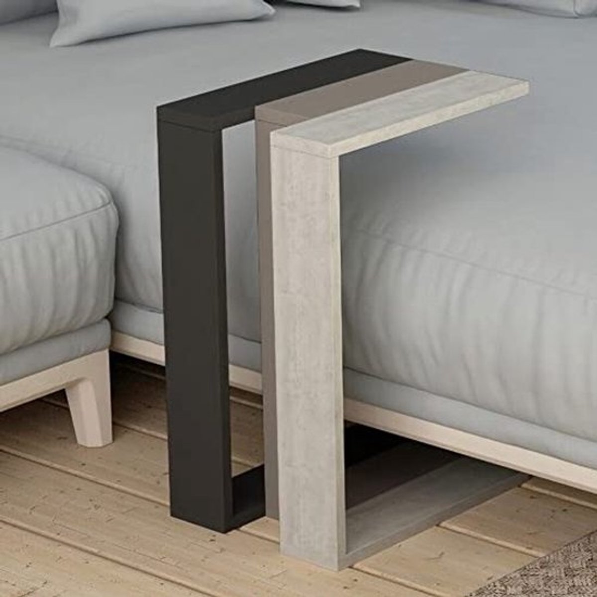 Salontafel - Bijzettafel - Ontspannen gebruik - Modern design - 57 x 40 x 30 cm - Antraciet wit taupe