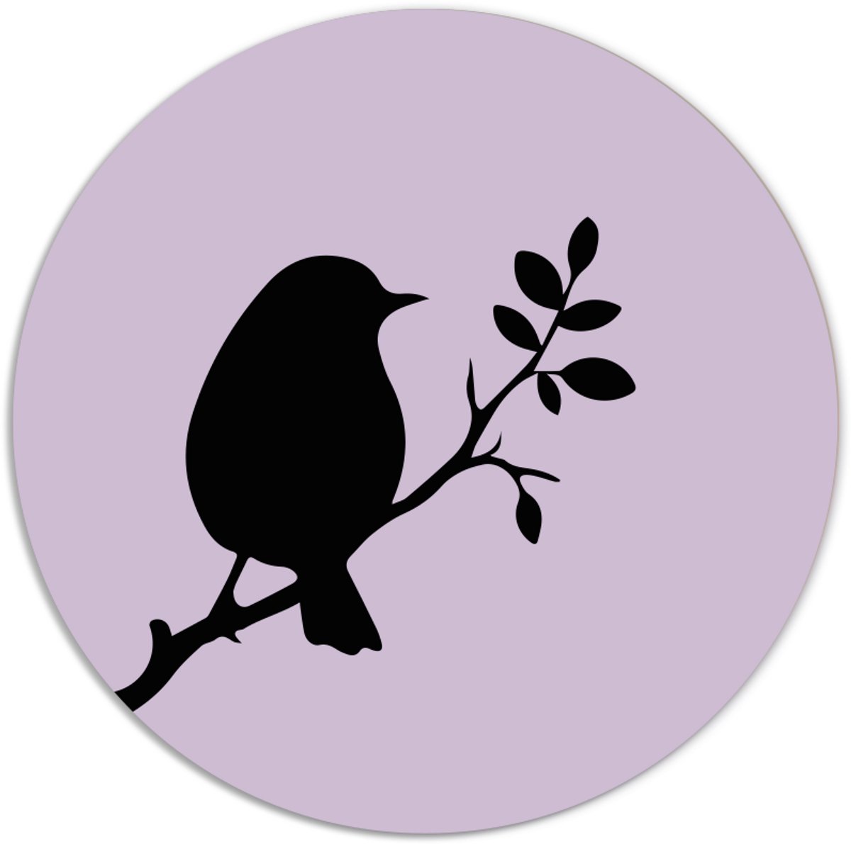 Label2X - Muurcirkel vogeltje lente lila - Ø 70 cm - Forex - Multicolor - Wandcirkel - Rond Schilderij - Muurdecoratie Cirkel - Wandecoratie rond - Decoratie voor woonkamer of slaapkamer